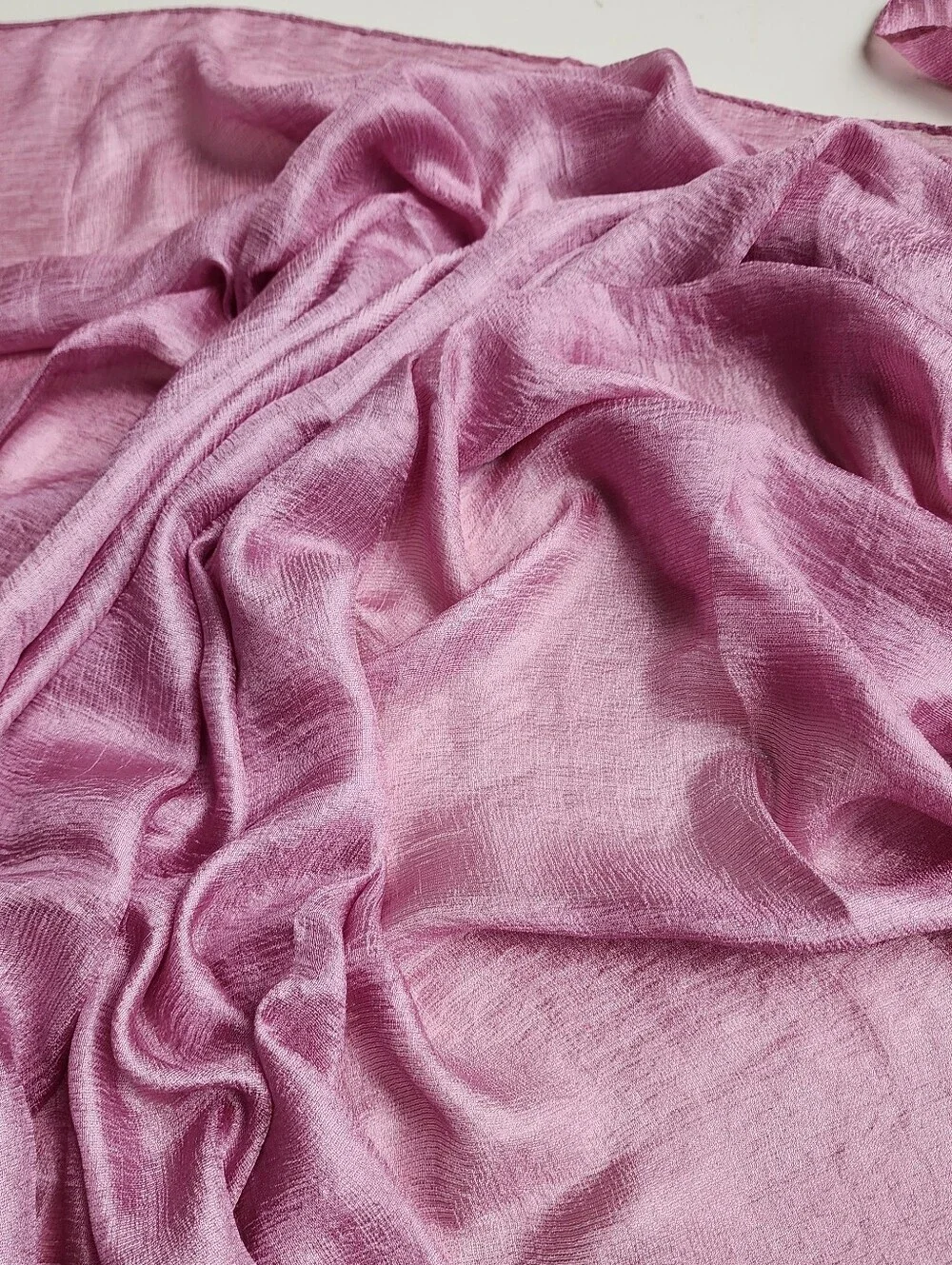 Women's Silky Textured Evening Scarf Wrap Light Crinkle Rose Pink 30